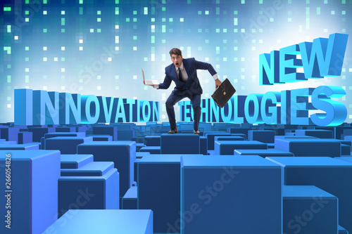 Businessman in new technologies concept