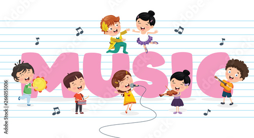 Vector Illustration Of Children Music Background