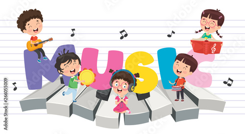 Vector Illustration Of Children Music Background