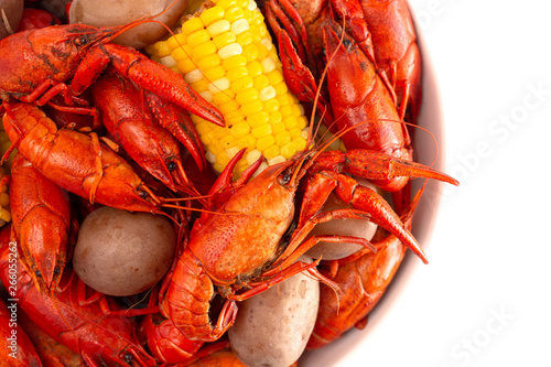 Fényképezés A Crawfish Boil with Corn on the Cob and Potatoes