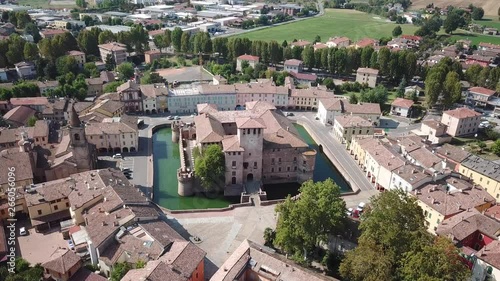 Fontanellato aerial view of the rocca near Parma in Emilia Romagna Italy