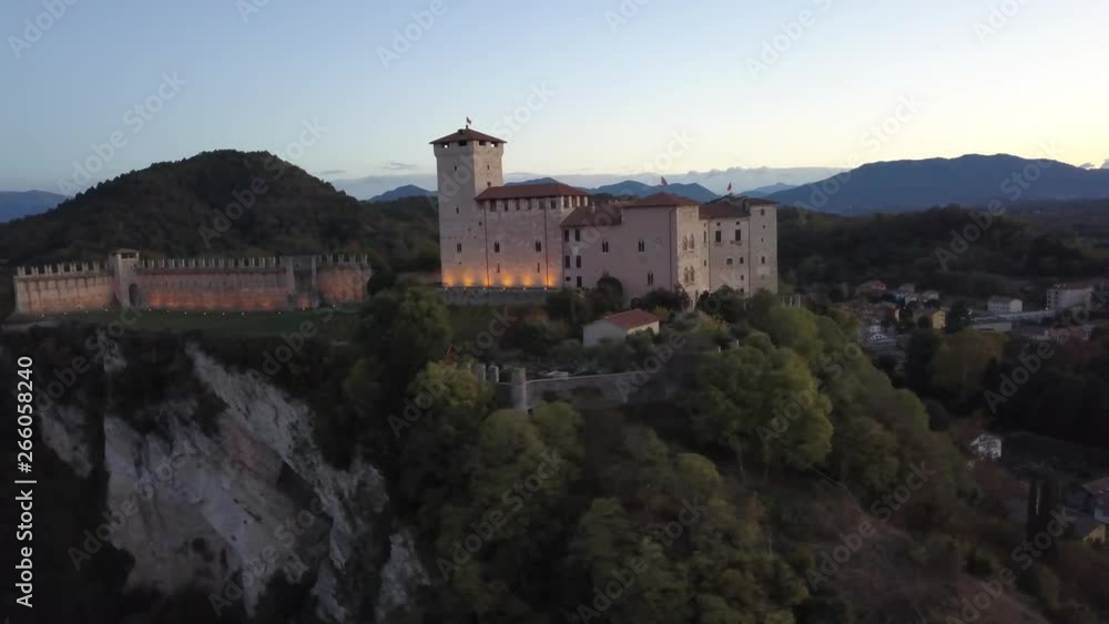 Aerial view of Angera castle above the Lake Maggiore in Lombardia Italy Aerial view of Angera castle above the Lake Maggiore in Lombardia Italy