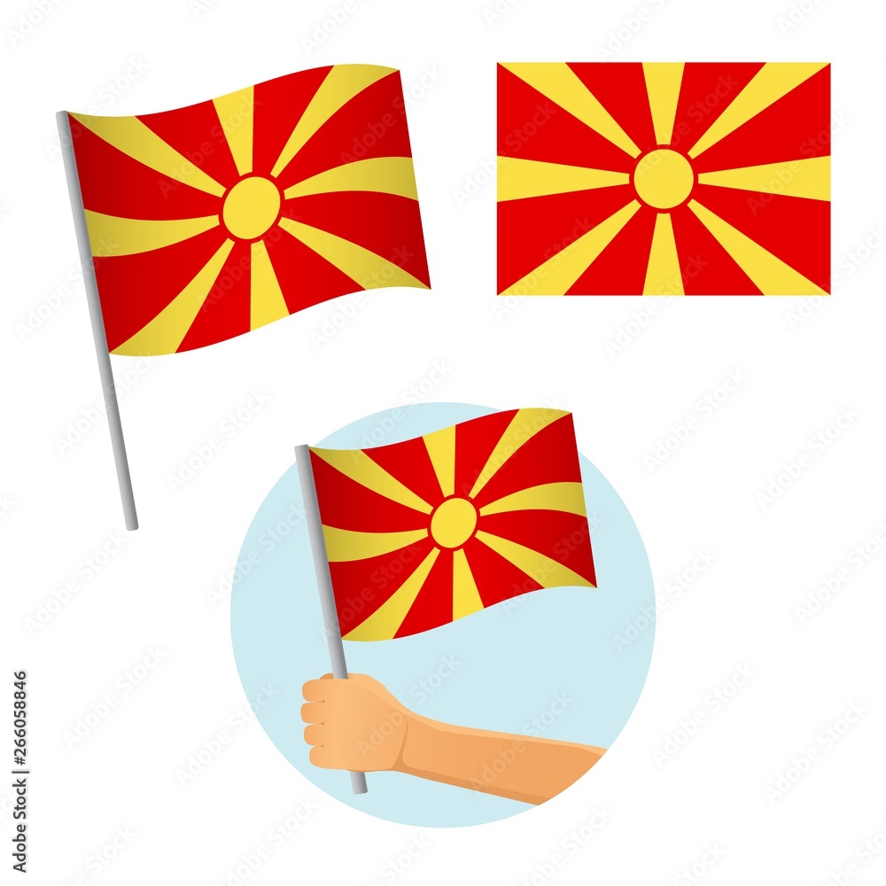 Macedonia flag in hand