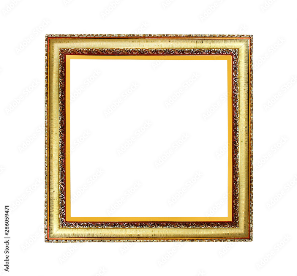Old golden frame with many layer patterns isolated on white background and clipping path Old golden frame with many layer patterns isolated on white background and clipping path
