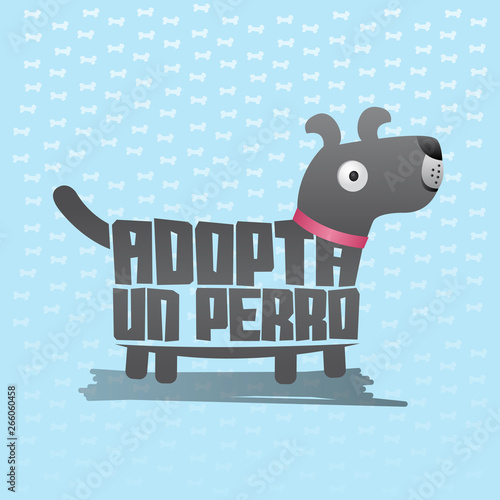 Adopta un Perro, Adopt a Dog, Vector icon with dog shape, adoption concept