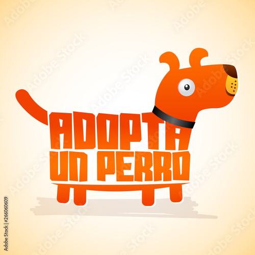 Adopta un Perro, Adopt a Dog, Vector icon with dog shape, adoption concept