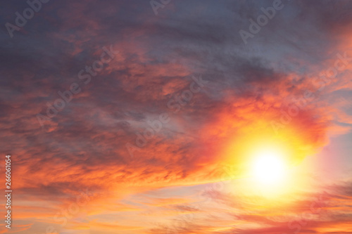 Fototapeta Naklejka Na Ścianę i Meble -  beautiful stormy orange cloud and sunrise in the morning.