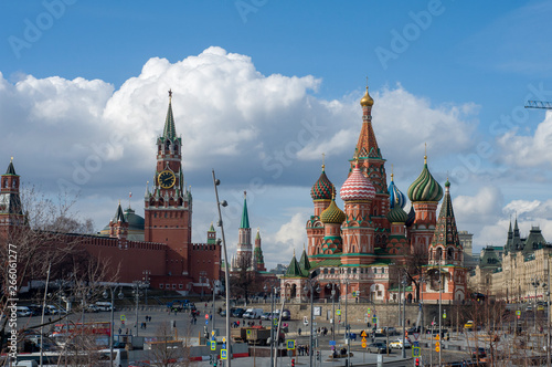 Spasskaya tower and St. Basil's Cathedral on red Square
