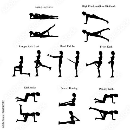 Band exercises workout silhouette