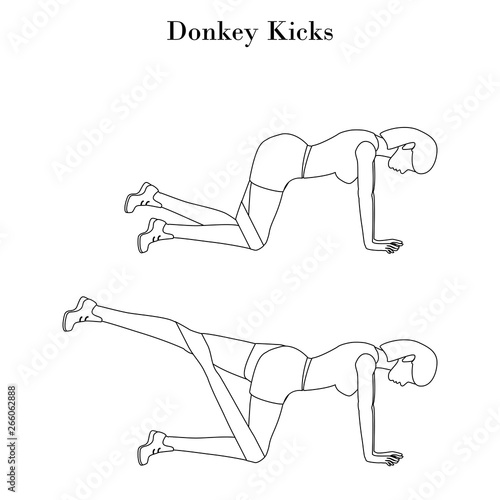 Donkey kicks exercise outline