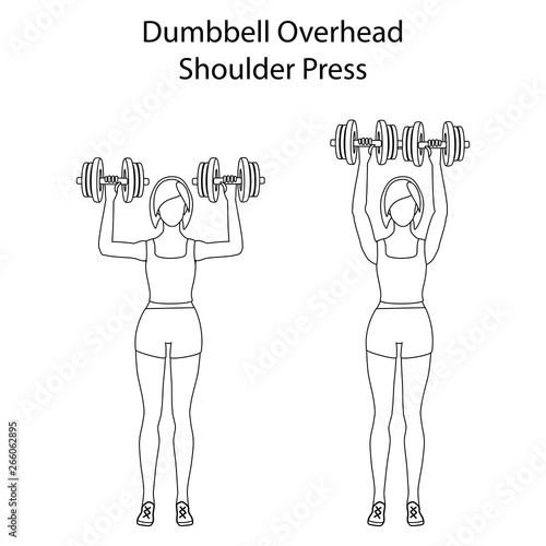 Dumbbell overhead shoulder press exercise outline