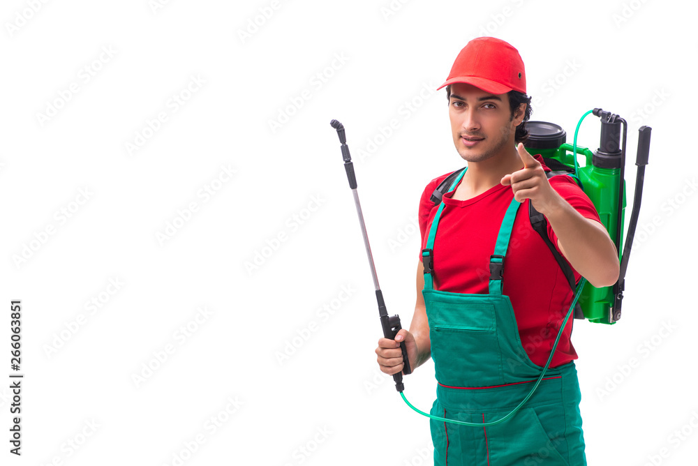 Pest control contractor isolated on white background Pest control contractor isolated on white background