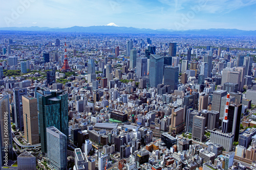 都市風景／新橋上空から富士山を望む