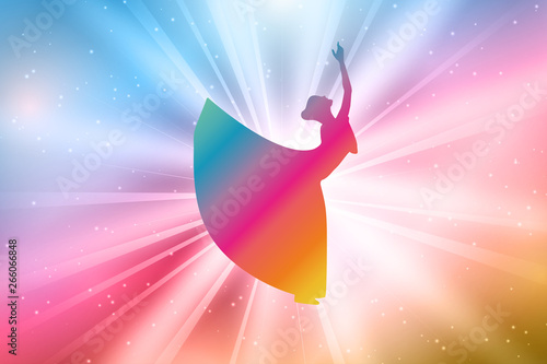 A Dancing Girl Silhouettes, Colorful, Rainbow