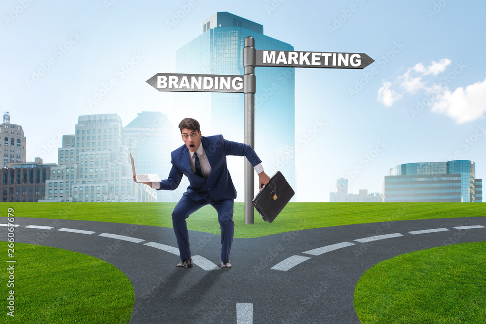 Branding and marketing concept with businessman Branding and marketing concept with businessman