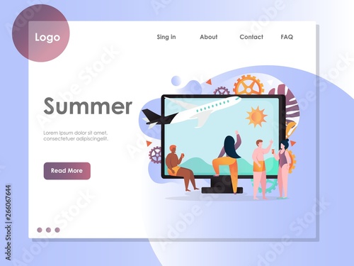 Summer vector website landing page design template