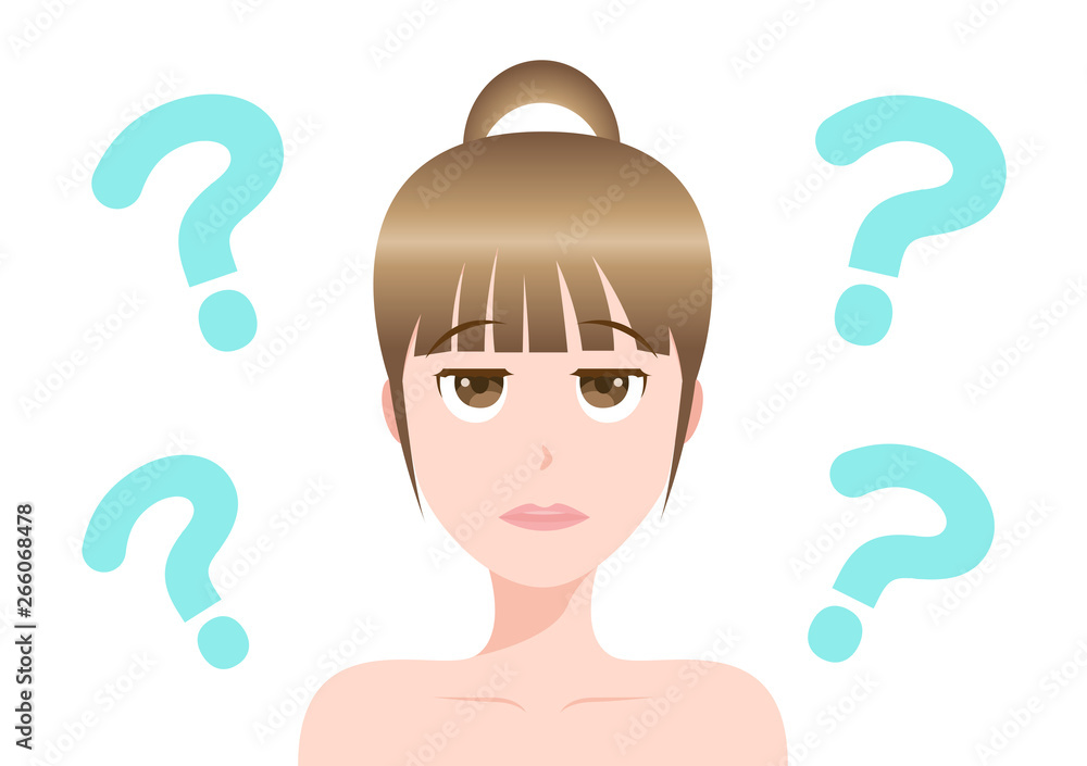 young woman thinking concept . question mark vector young woman thinking concept . question mark vector