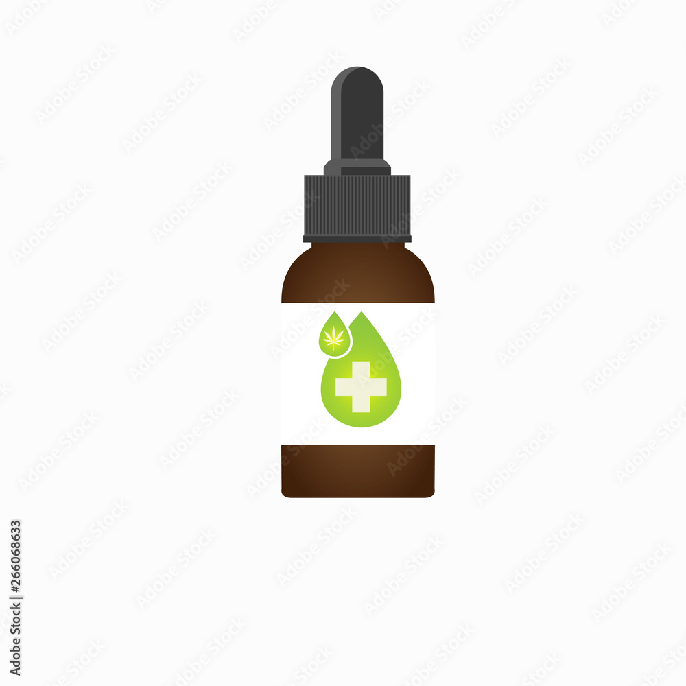 Realistic brown glass cannabis oil extracts in jars. Medical Marijuana logo on the label. Realistic brown glass cannabis oil extracts in jars. Medical Marijuana logo on the label.