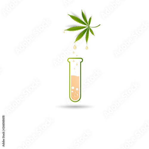 Realistic brown glass cannabis oil extracts in jars. Medical Marijuana logo on the label.