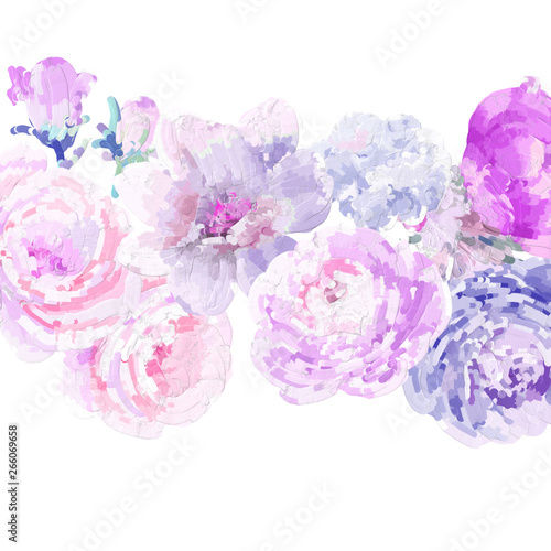Computer drawn abstract peony flower rose flower illustration