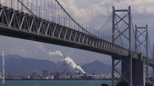 Bannosu industrial estate with Seto ohashi bridge. photo