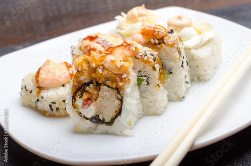 Fresh Food Portion of Sushi Rolls.