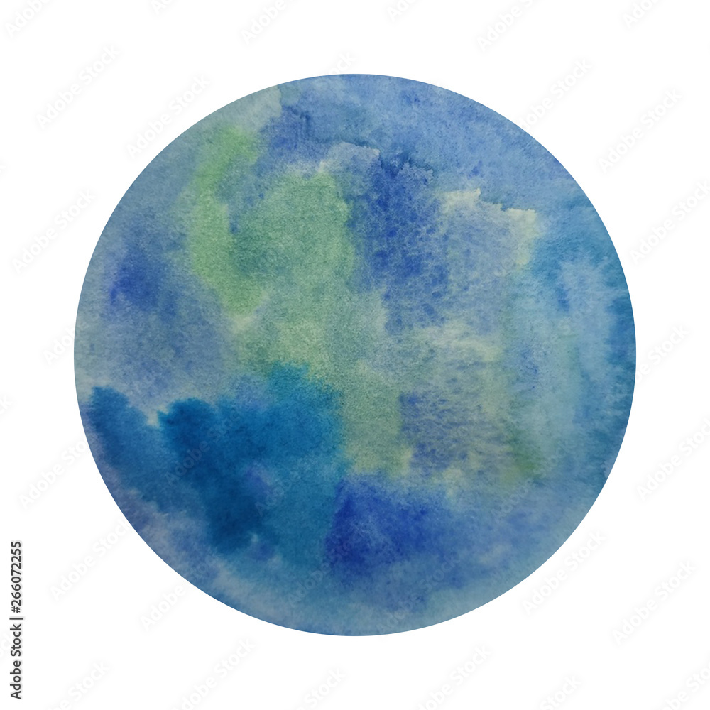 Watercolor circle. Green Blue.