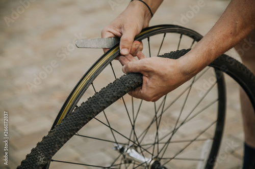 Dismantling modern bicycle wheel tire