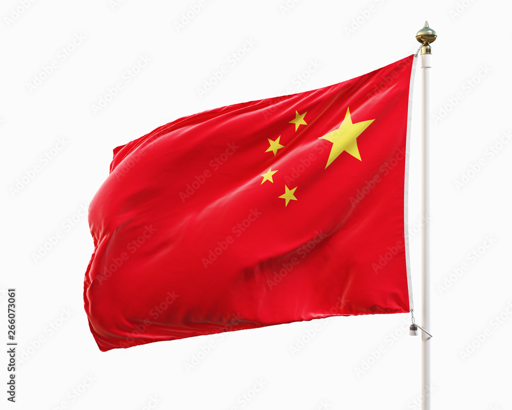 Flag of China isolated on white background. Clipping path included. 3D illustration. Flag of China isolated on white background. Clipping path included. 3D illustration.
