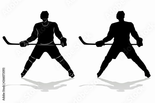 silhouette ice hockey player, vector draw