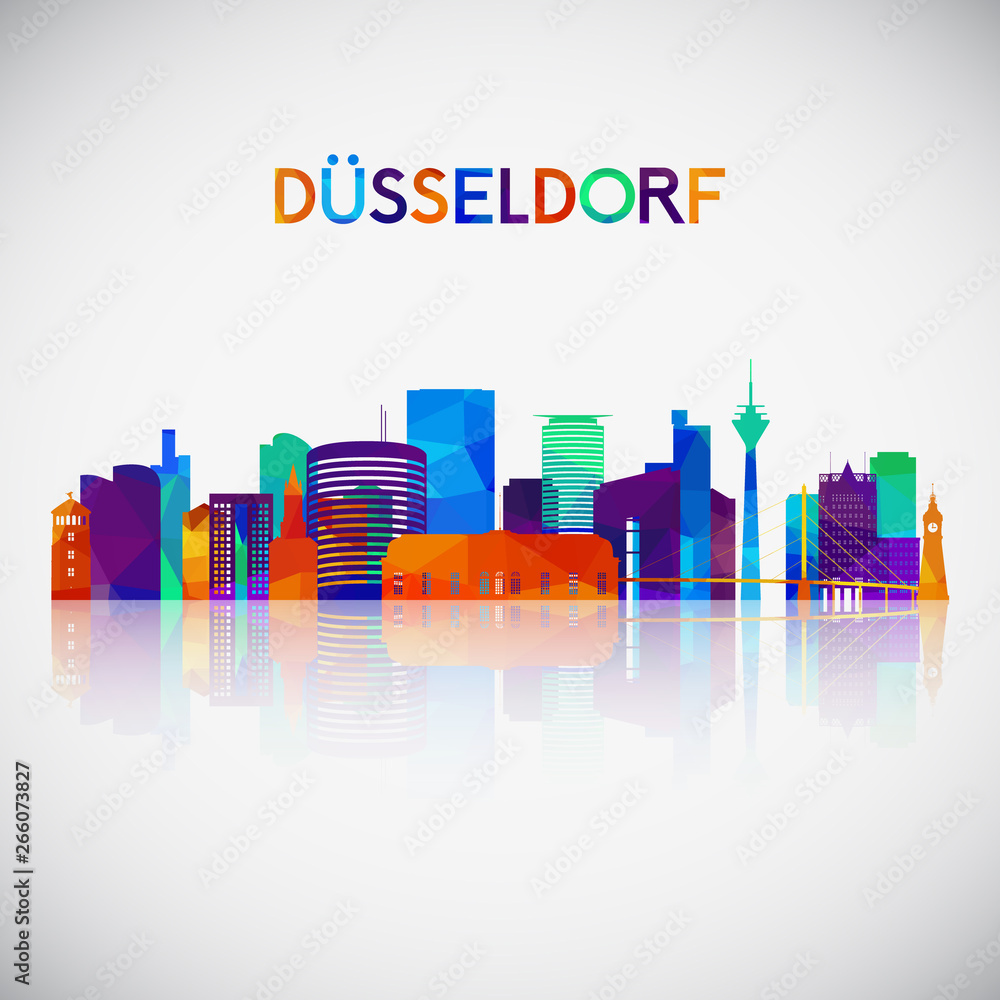 Düsseldorf skyline silhouette in colorful geometric style. Symbol for your design. Vector illustration.