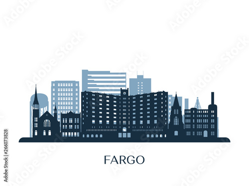 Fargo skyline, monochrome silhouette. Vector illustration. photo