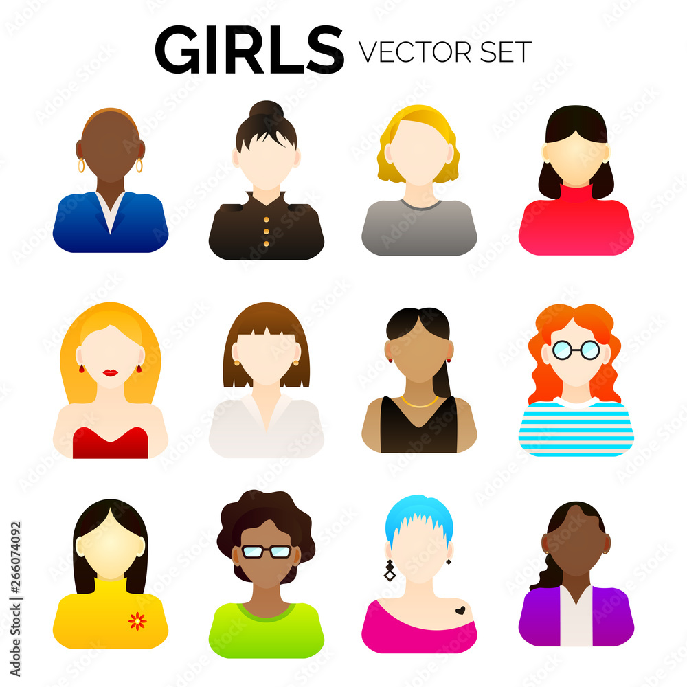 Cartoon girls and women icons Cartoon girls and women icons