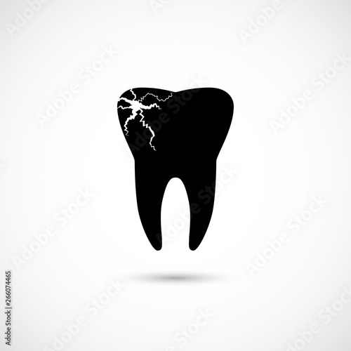  Black tooth icon with caries