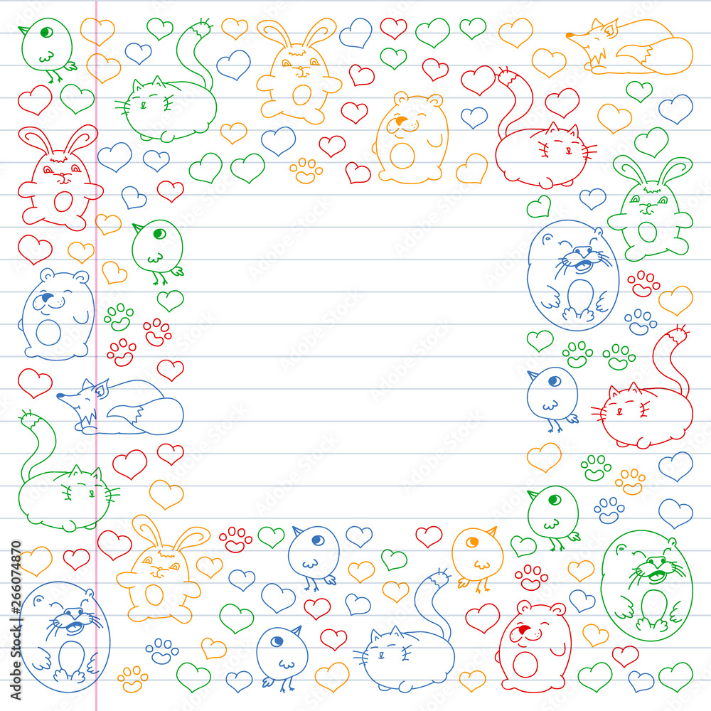 Vector set of beautiful round icons icons in doodle style. Painted, colorful, pictures on a piece of linear paper on white background. Vector set of beautiful round icons icons in doodle style. Painted, colorful, pictures on a piece of linear paper on white background.
