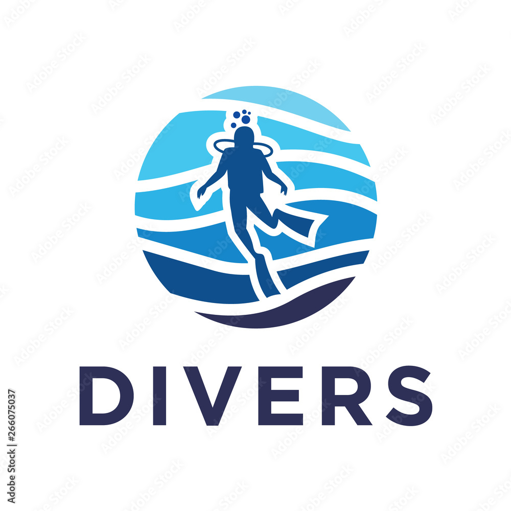 Divers logo. scuba diving logo. snorkeling, diver, water, underwater