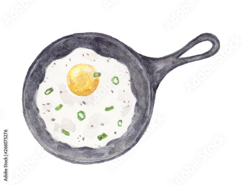 Fried egg isolated on white background