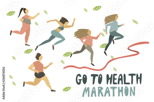 Woman s race marathon . Running girls . Healthy lifestyle