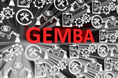 GEMBA concept blurred background 3d render illustration photo