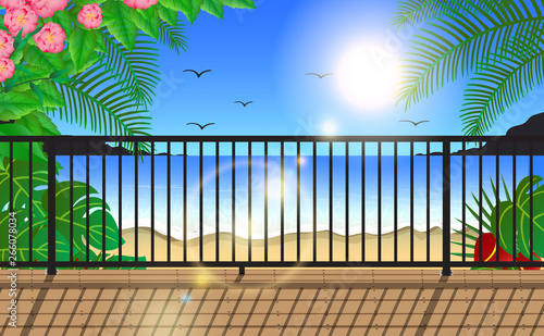 landscape of the beach at balcony in the day