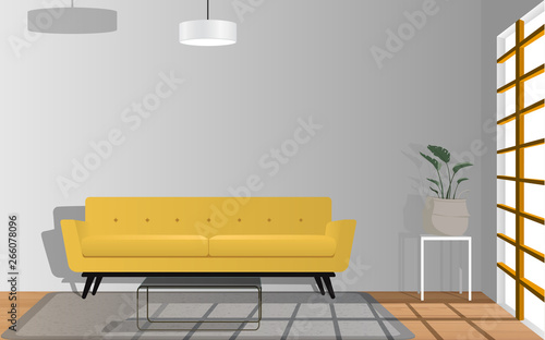 yellow sofa with table in the living room