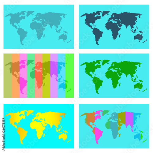 six sketchy colors of the world map
