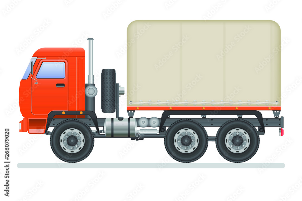 Truck vector illustration isolated on white background. Transportation vehicle. 