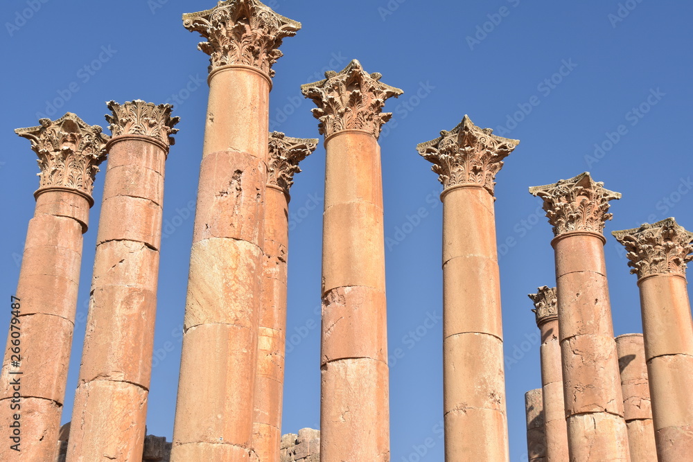 Temple of Artemis Columns in Full Sunlight, Jerash, Jordan Temple of Artemis Columns in Full Sunlight, Jerash, Jordan
