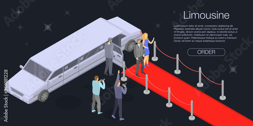 Personal limousine concept banner. Isometric illustration of personal limousine vector concept banner for web design