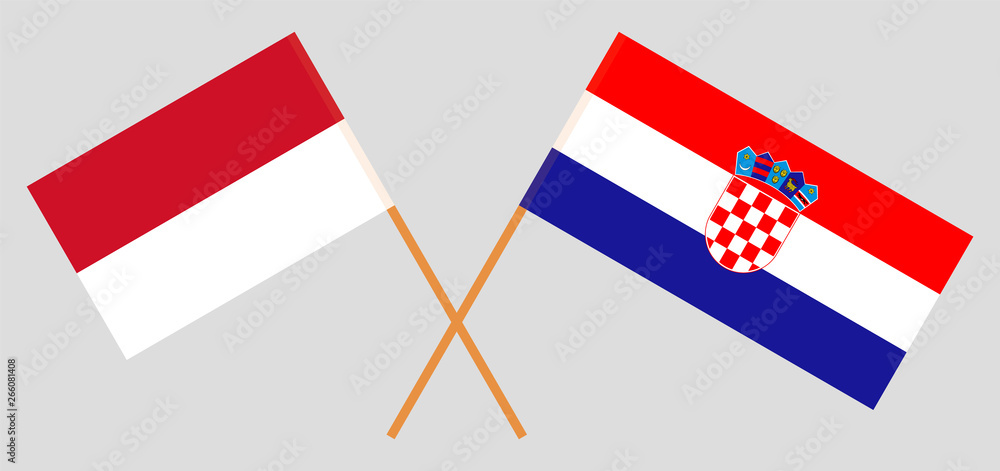 Indonesia and Croatia. The Indonesian and Croatian flags. Official colors. Correct proportion. Vector