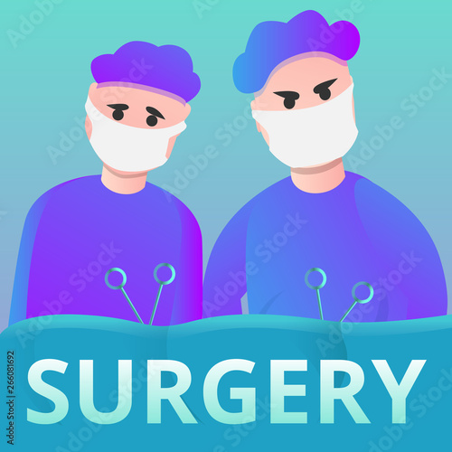 Surgeons operating concept banner. Cartoon illustration of surgeons operating vector concept banner for web design
