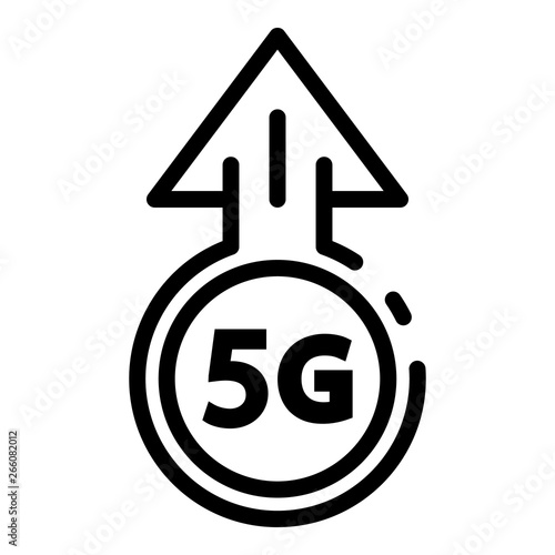 5G speed icon. Outline 5G speed vector icon for web design isolated on white background