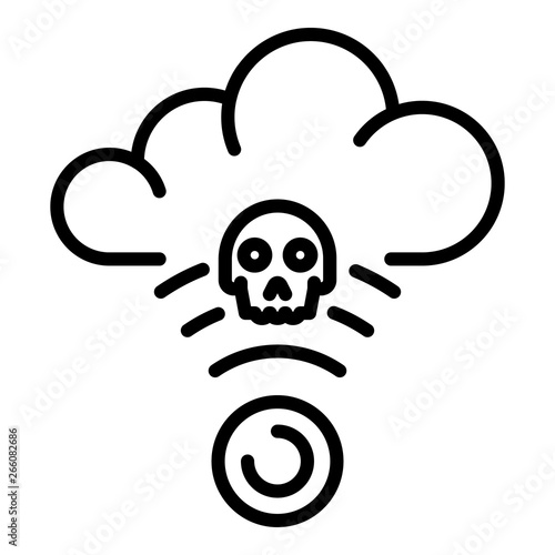 Hacker attack on the cloud icon. Outline hacker attack on the cloud vector icon for web design isolated on white background