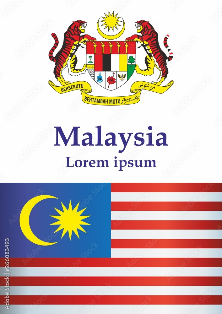 Flag of Malaysia, Malaysia. Template for award design, an official document with the flag of Malaysia. Bright, colorful vector illustration. Flag of Malaysia, Malaysia. Template for award design, an official document with the flag of Malaysia. Bright, colorful vector illustration.